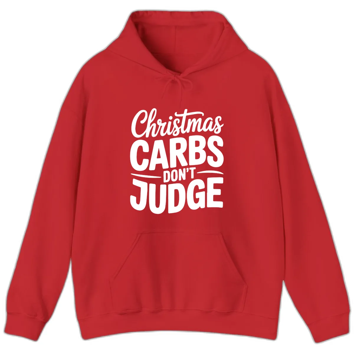Christmas Carbs Don't Judge Typography Hoodie in Red