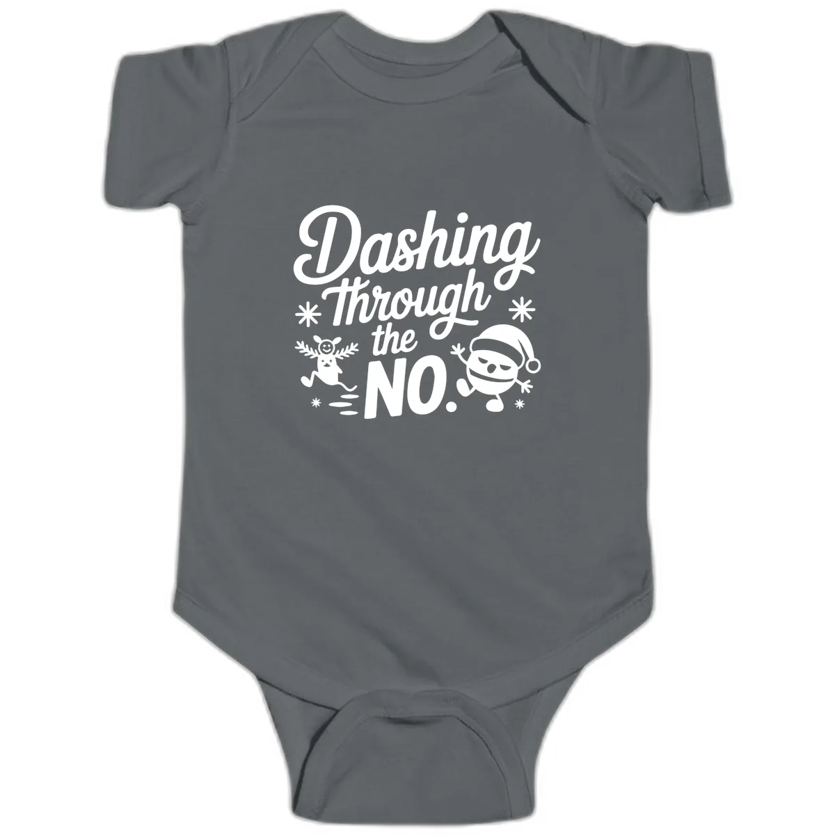 Dashing Through The No. Baby Onesie in Charcoal