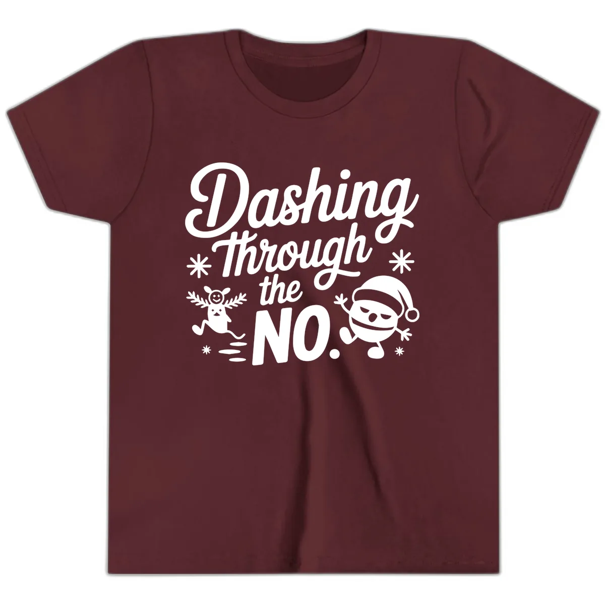 Dashing Through The No. Youth T-Shirt in Maroon