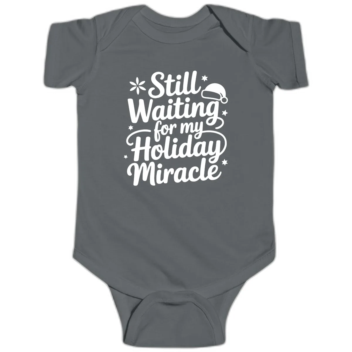 Waiting For My Holiday Miracle Baby Onesie in Charcoal