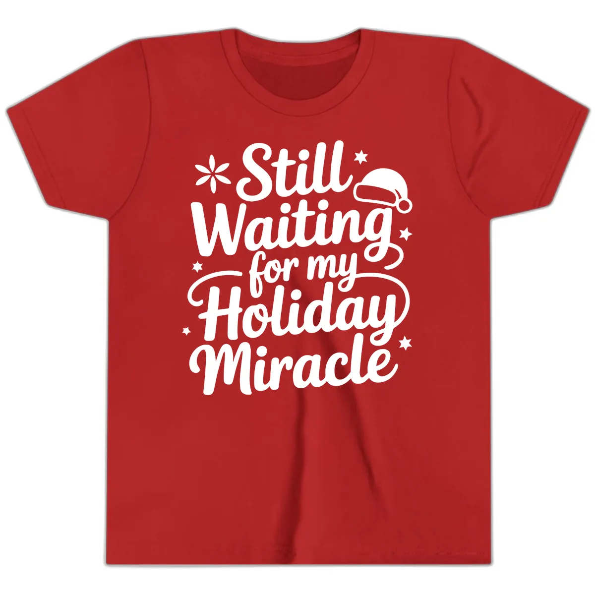 Waiting For My Holiday Miracle Youth T-Shirt in Red