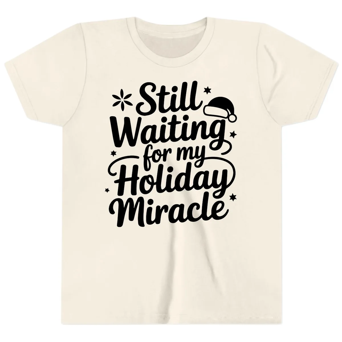Waiting For My Holiday Miracle Youth T-Shirt in Natural