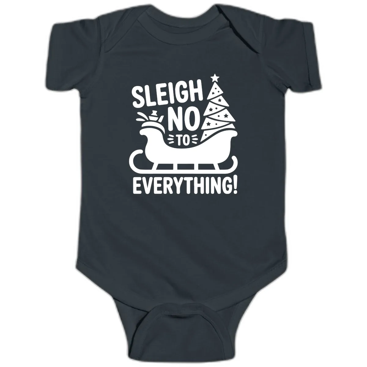 Sleigh No To Everything Graphic Baby Onesie in Black