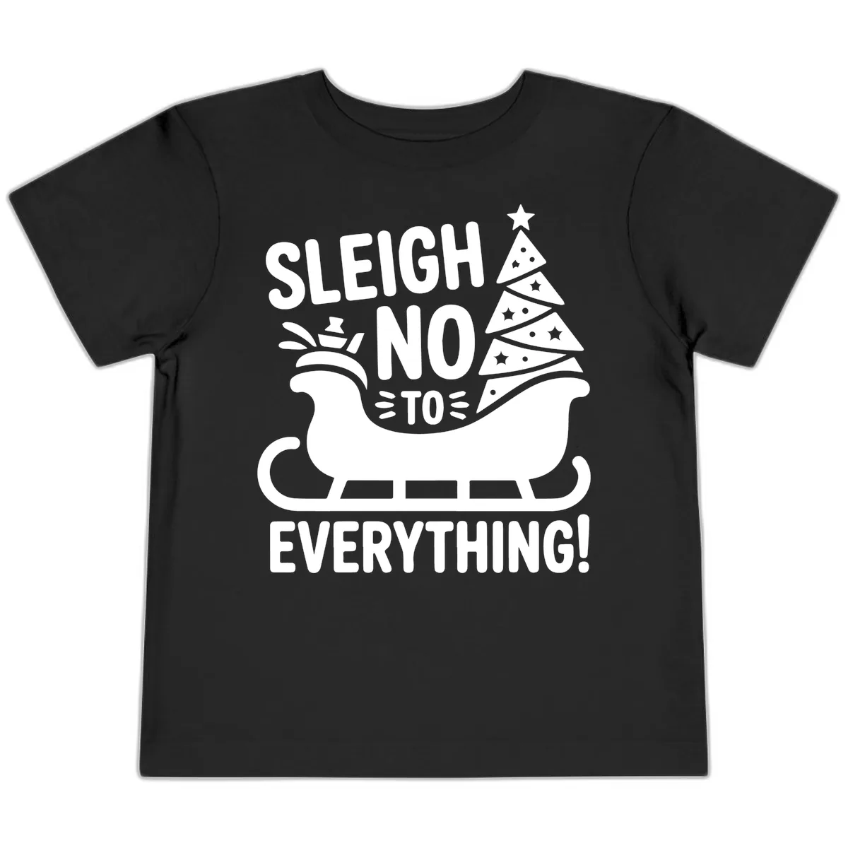 Sleigh No To Everything Graphic Toddler T-Shirt in Black