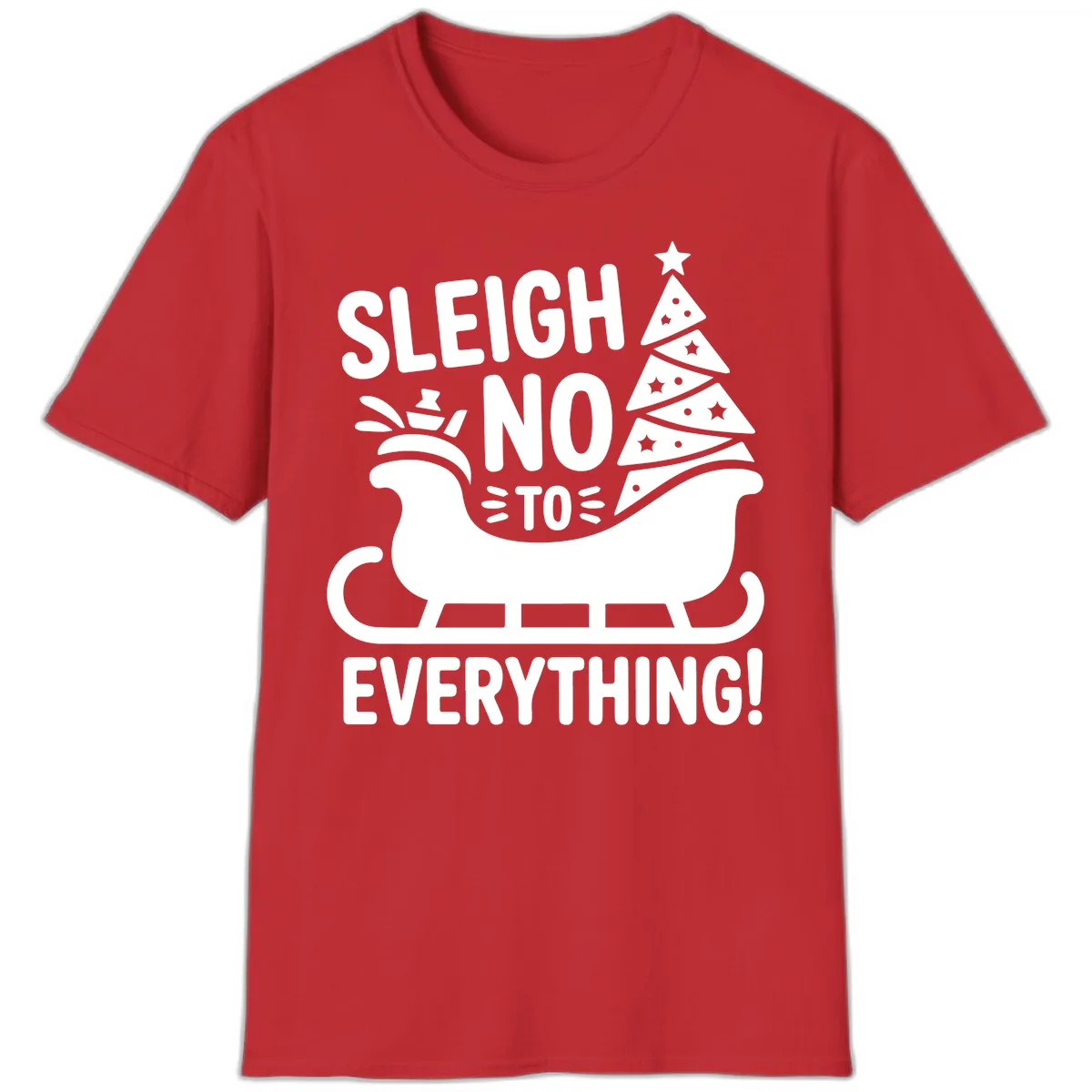 Sleigh No To Everything Graphic T-Shirt in Red