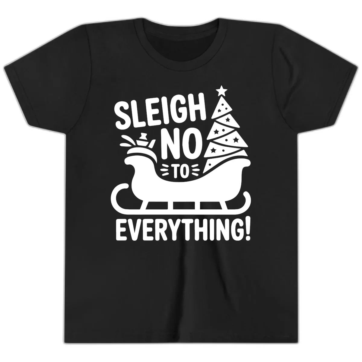 Sleigh No To Everything Graphic Youth T-Shirt in Black