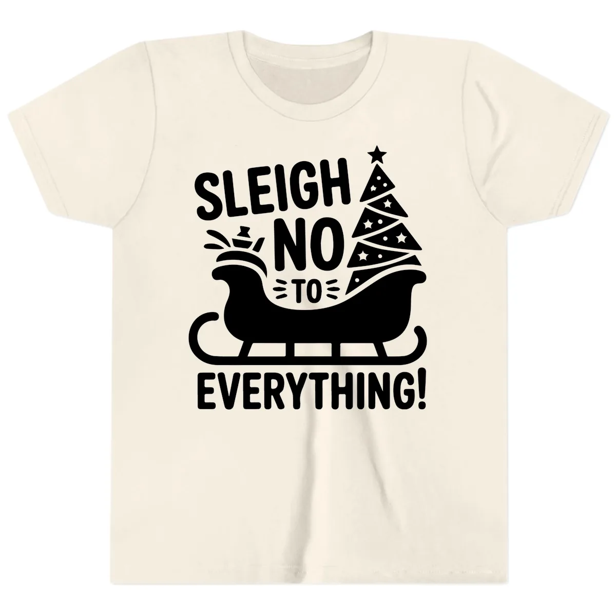 Sleigh No To Everything Graphic Youth T-Shirt in Natural
