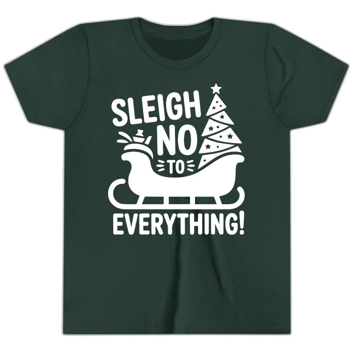 Sleigh No To Everything Graphic Youth T-Shirt in Forest