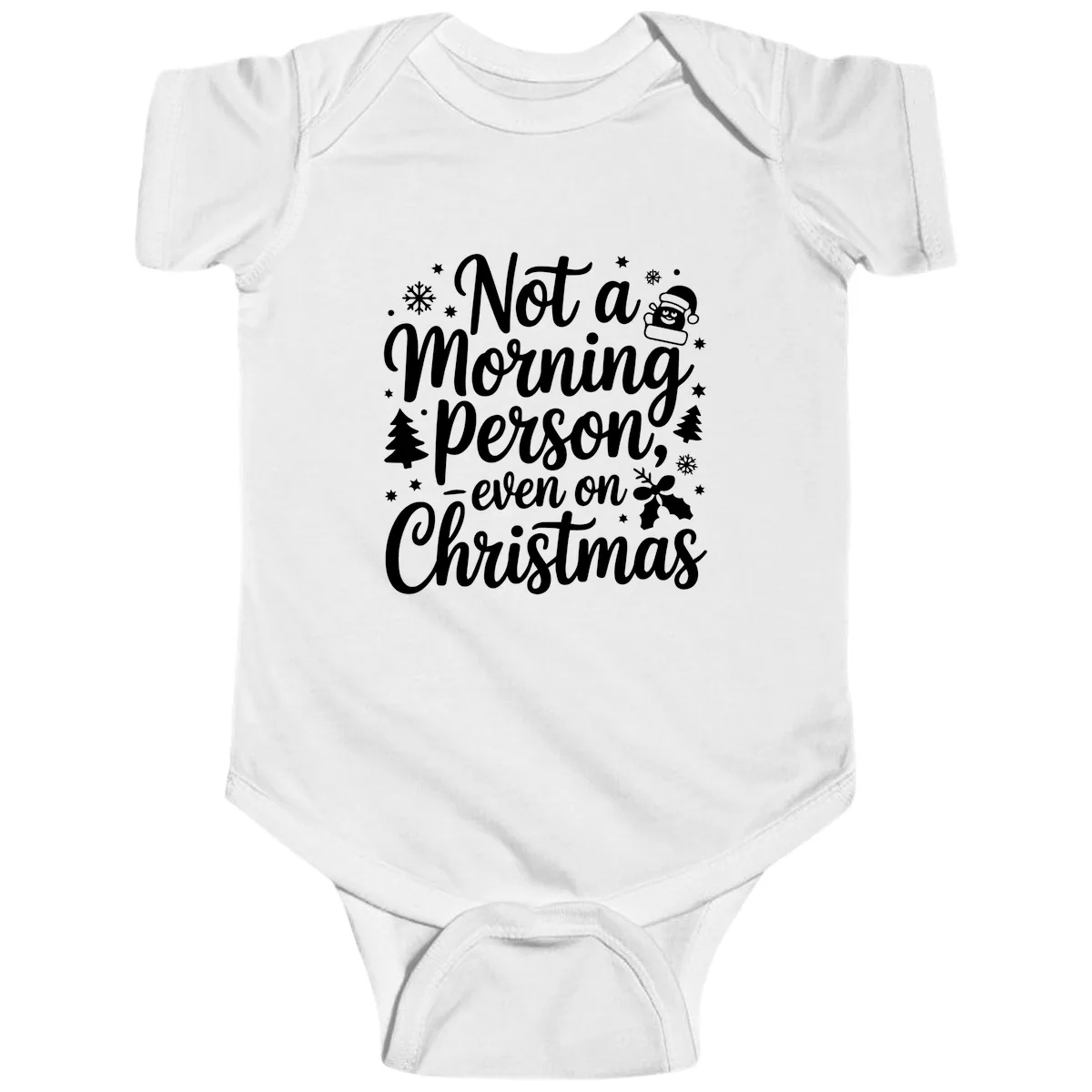 Not A Morning Person On Christmas Baby Onesie in White