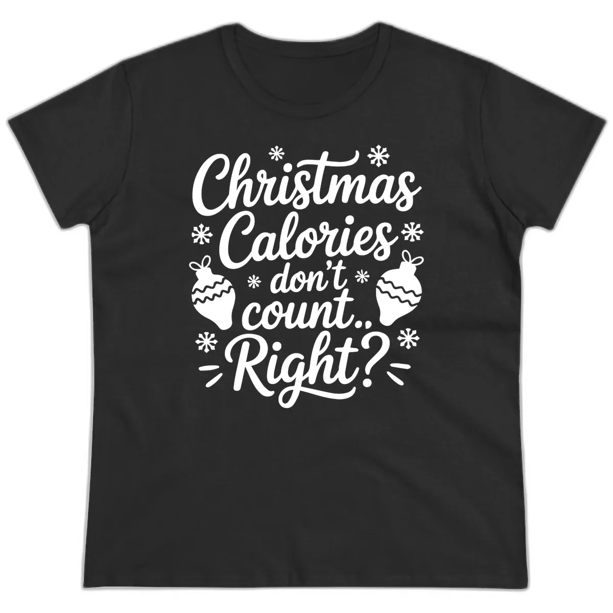 Christmas Calories Don't Count Right Ladies Tee in Black