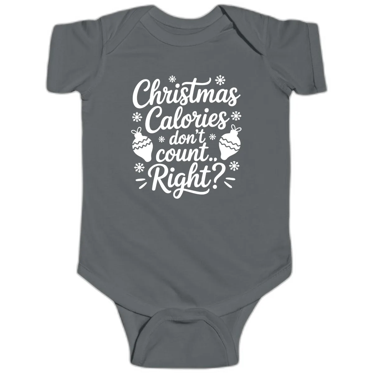 Christmas Calories Don't Count Right Baby Onesie in Charcoal
