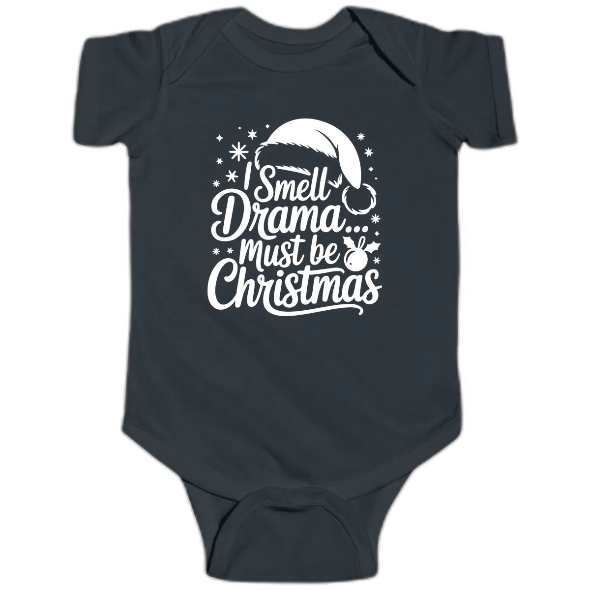 I Smell Drama Must Be Christmas Baby Onesie in Black