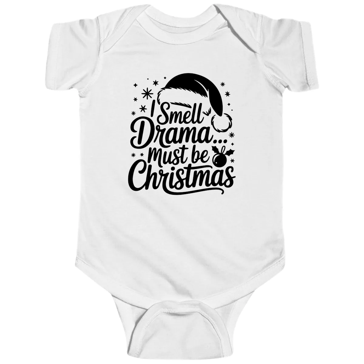 I Smell Drama Must Be Christmas Baby Onesie in White
