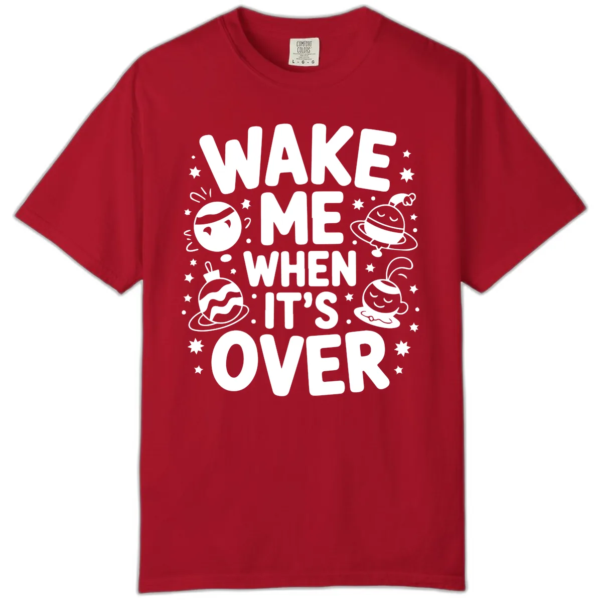 Wake Me When It's Over Christmas Graphic Comfort Color in Red