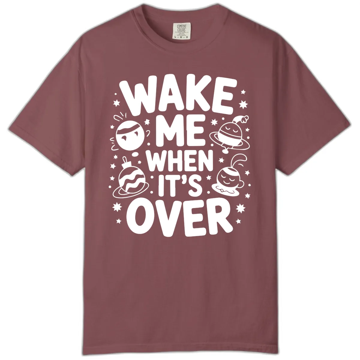 Wake Me When It's Over Christmas Graphic Comfort Color in Brick