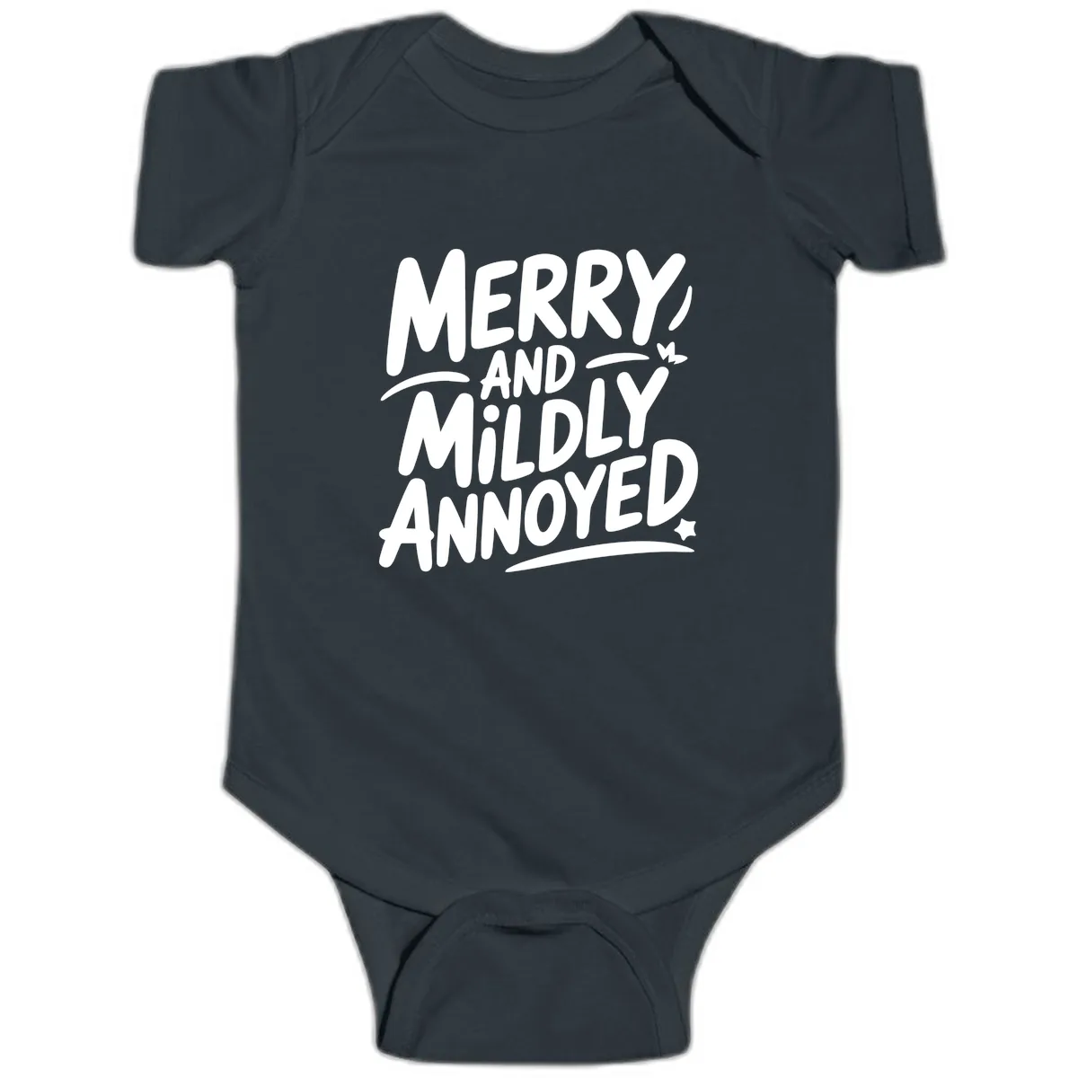 Merry And Mildly Annoyed Typography Baby Onesie in Black