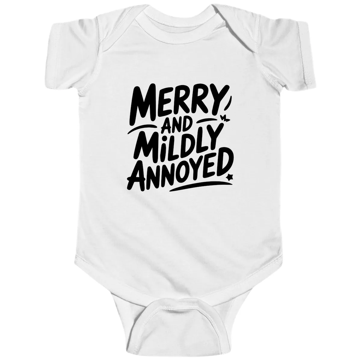 Merry And Mildly Annoyed Typography Baby Onesie in White