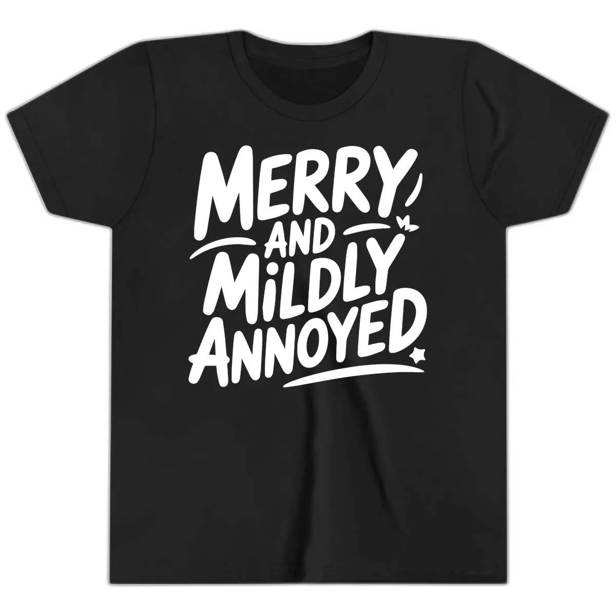 Merry And Mildly Annoyed Typography Youth T-Shirt in Black