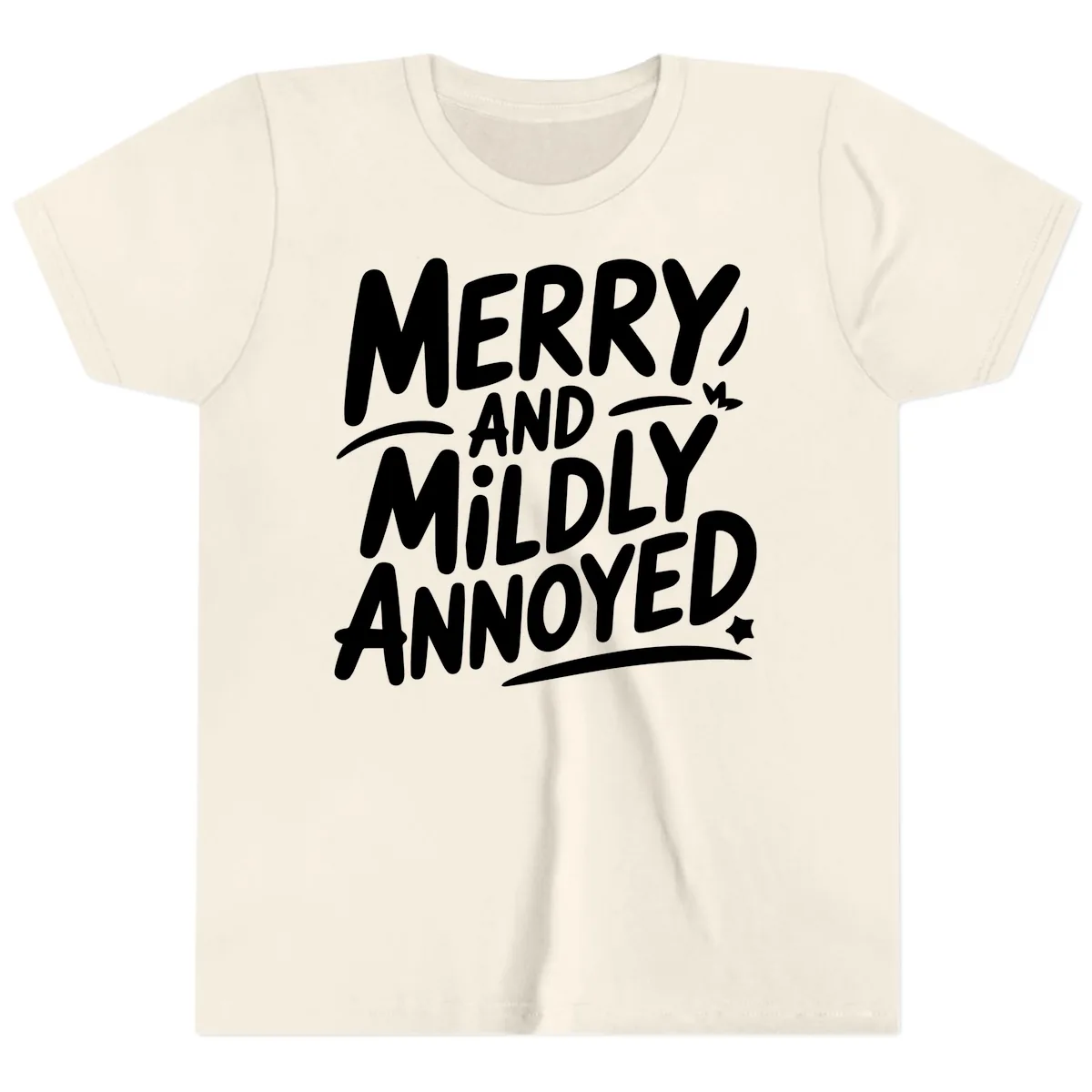 Merry And Mildly Annoyed Typography Youth T-Shirt in Natural