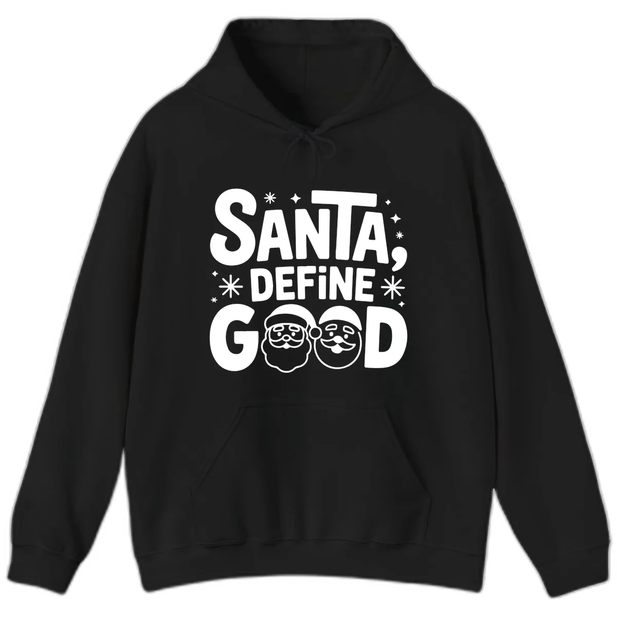 Santa Define Good Christmas Graphic Hoodie in Black