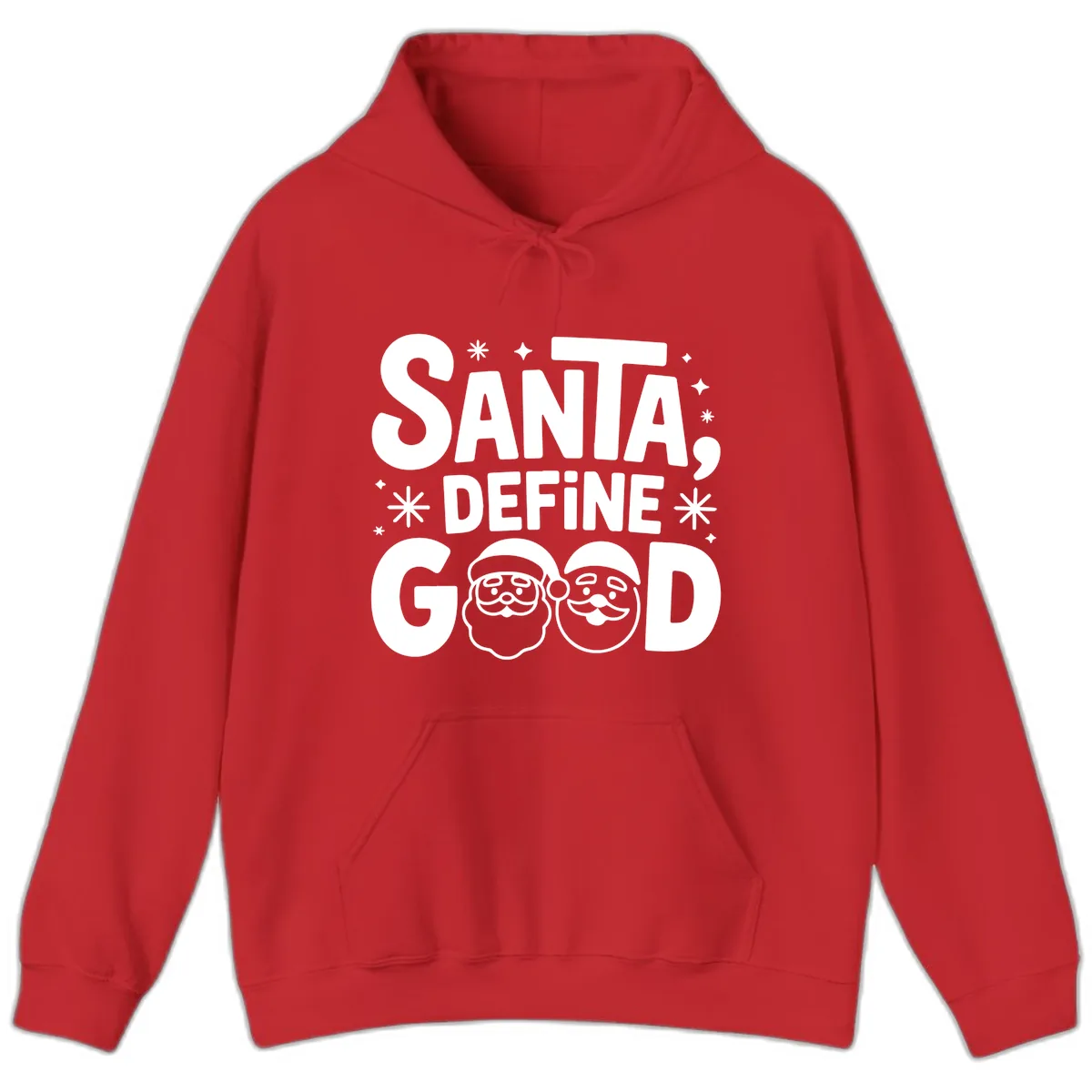 Santa Define Good Christmas Graphic Hoodie in Red