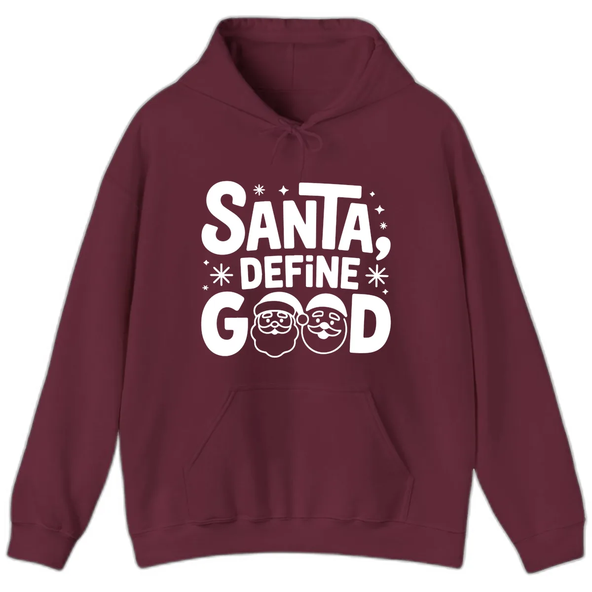 Santa Define Good Christmas Graphic Hoodie in Maroon