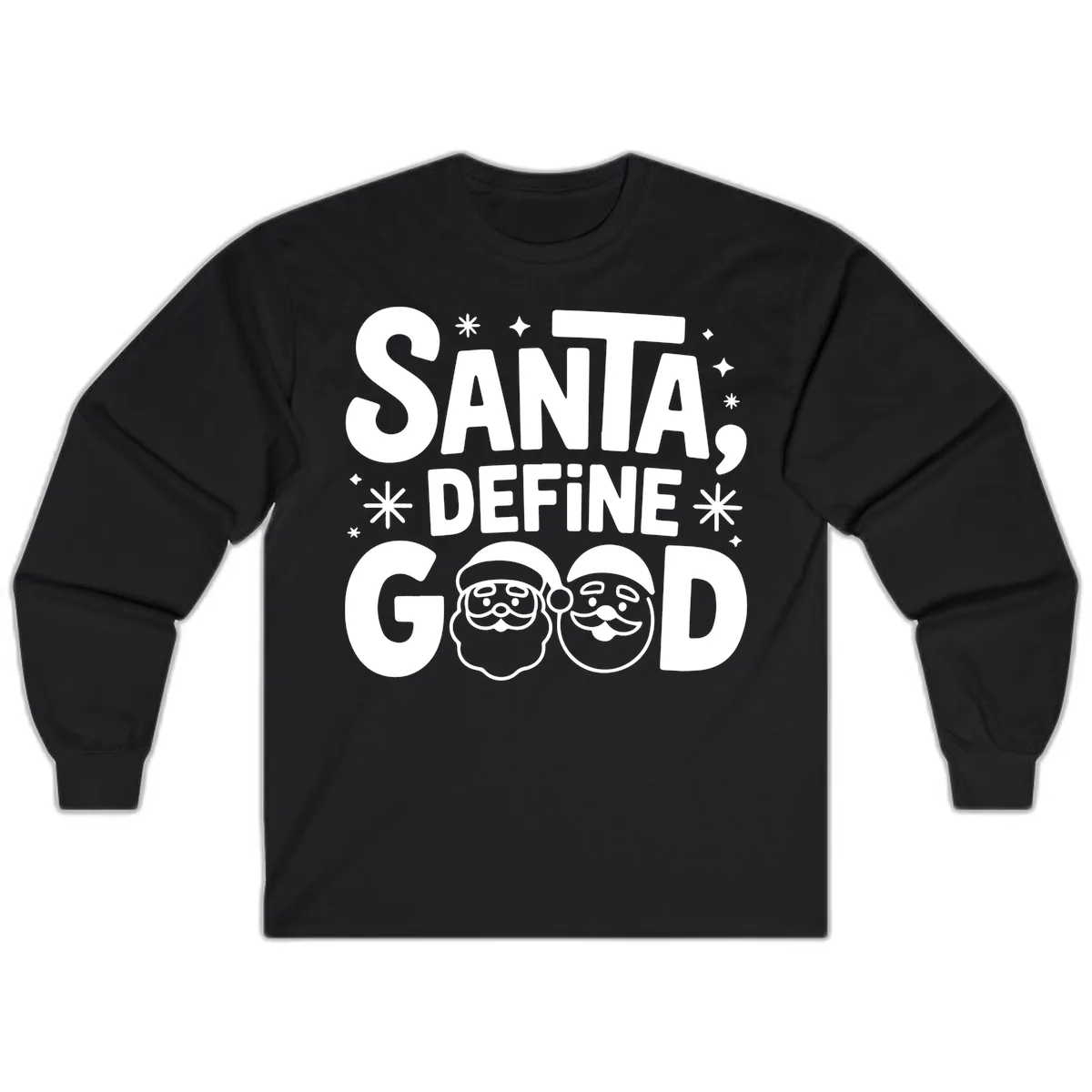 Santa Define Good Christmas Graphic Long Sleeve in Black