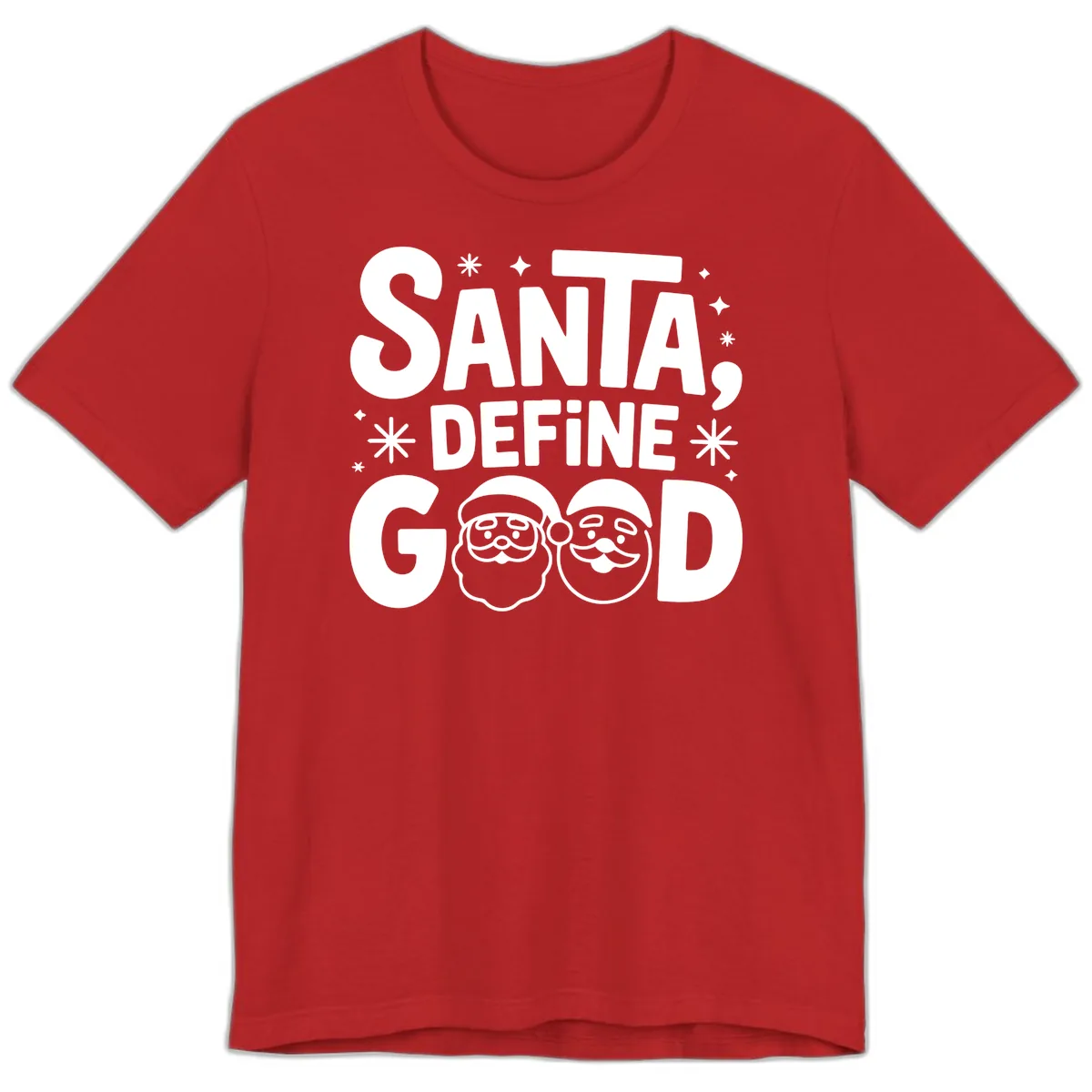 Santa Define Good Christmas Graphic Premium T-Shirt in Red