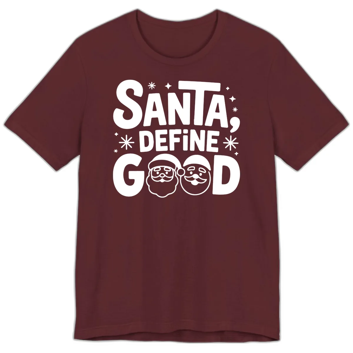 Santa Define Good Christmas Graphic Premium T-Shirt in Maroon