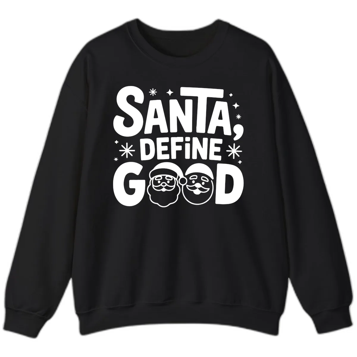 Santa Define Good Christmas Graphic Sweatshirt in Black