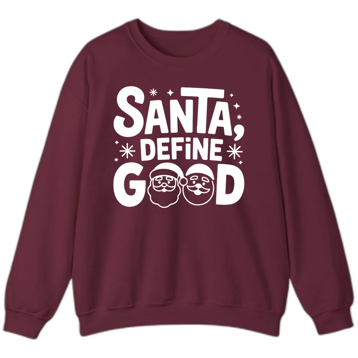 Santa Define Good Christmas Graphic Sweatshirt in Maroon