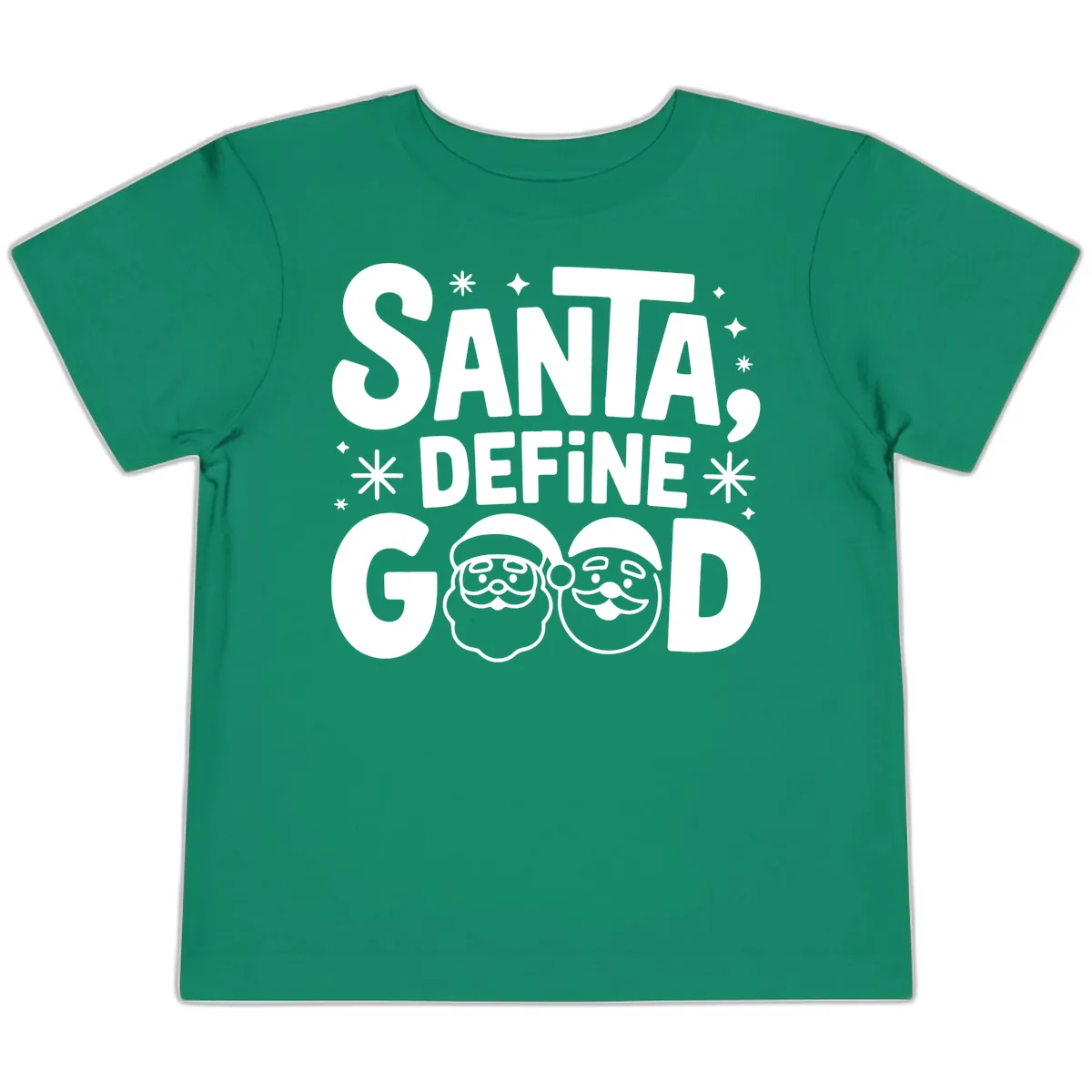 Santa Define Good Christmas Graphic Toddler T-Shirt in Kelly