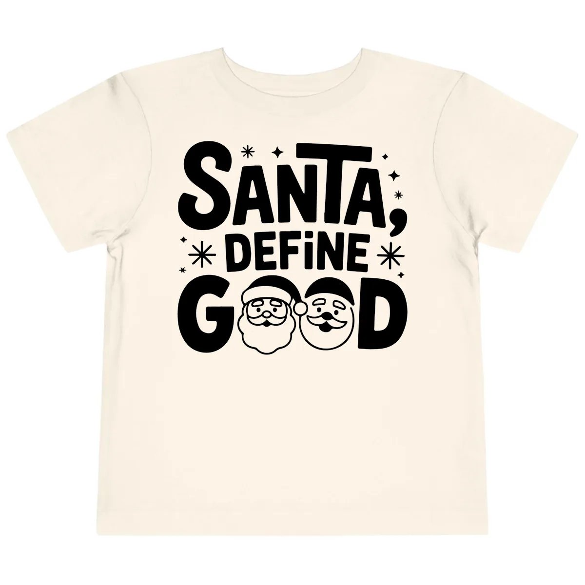 Santa Define Good Christmas Graphic Toddler T-Shirt in Natural