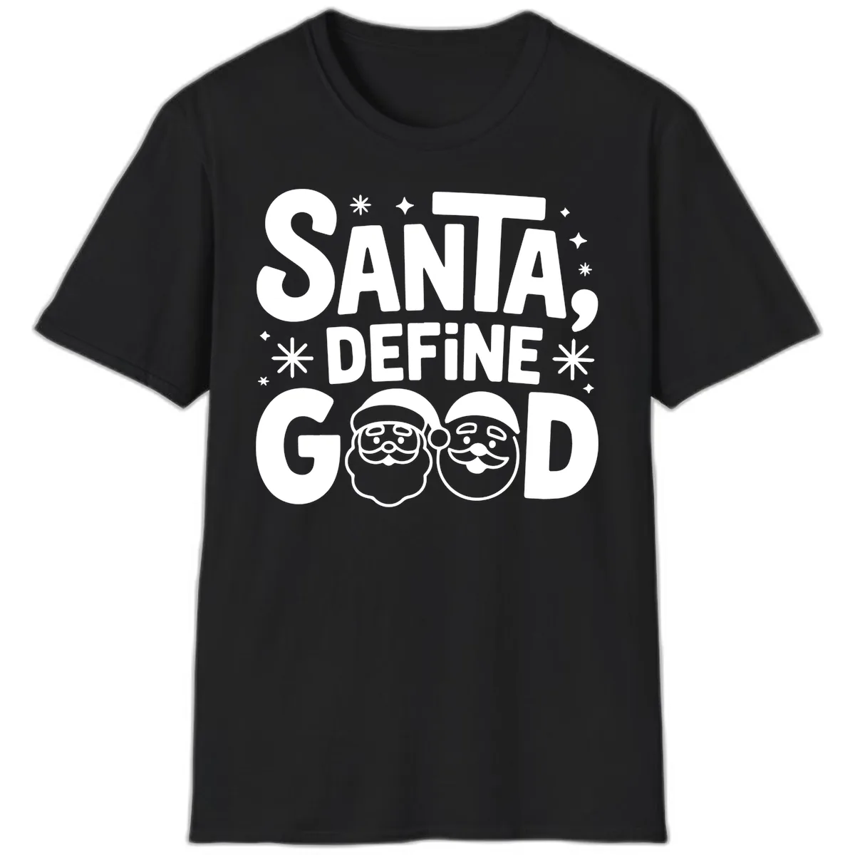Santa Define Good Christmas Graphic T-Shirt in Black