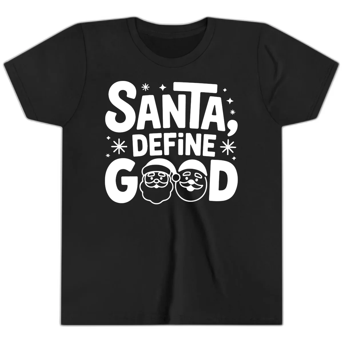 Santa Define Good Christmas Graphic Youth T-Shirt in Black