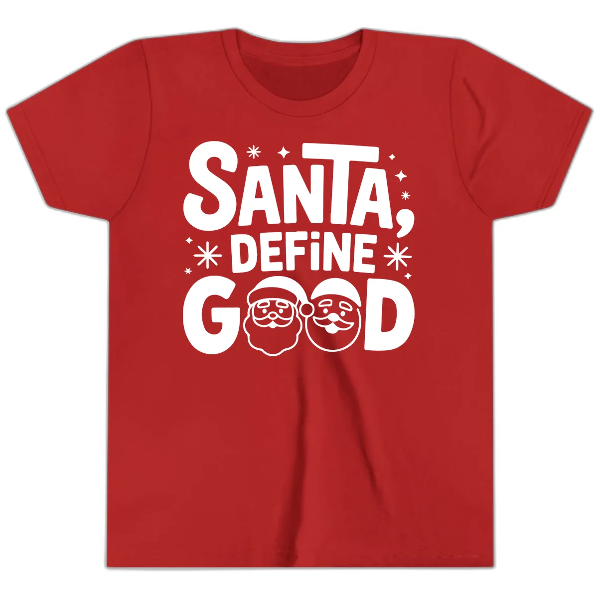 Santa Define Good Christmas Graphic Youth T-Shirt in Red