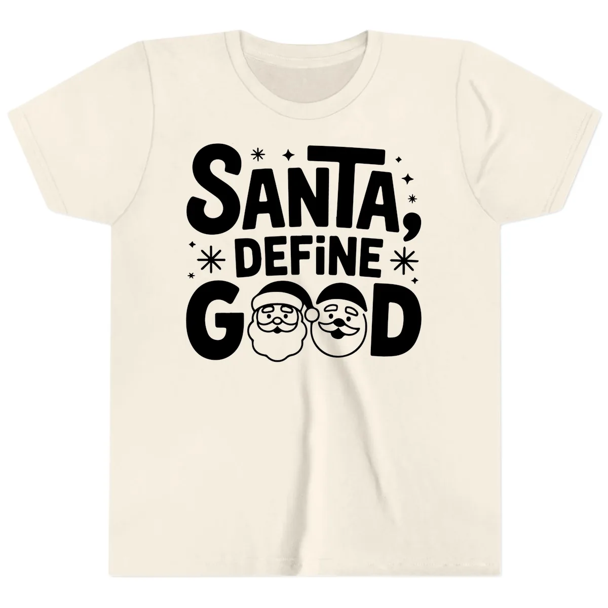 Santa Define Good Christmas Graphic Youth T-Shirt in Natural