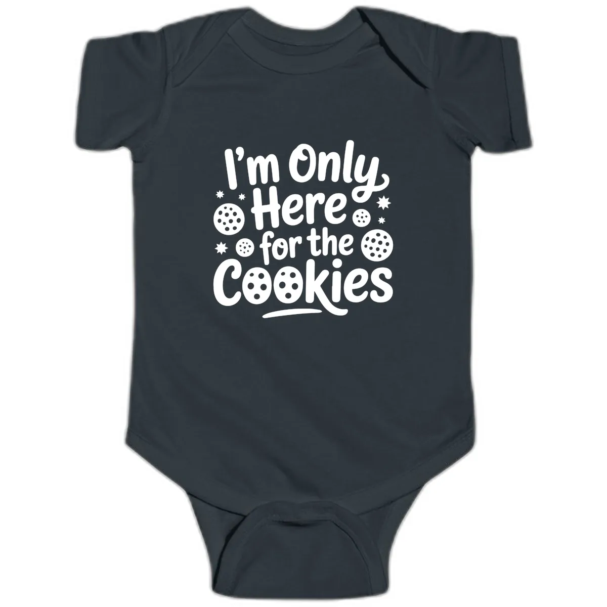 I'm Only Here For The Cookies Baby Onesie in Black