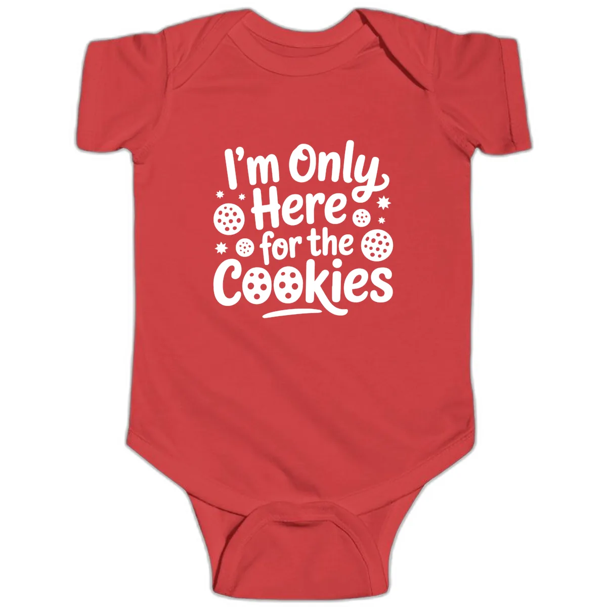 I'm Only Here For The Cookies Baby Onesie in Red