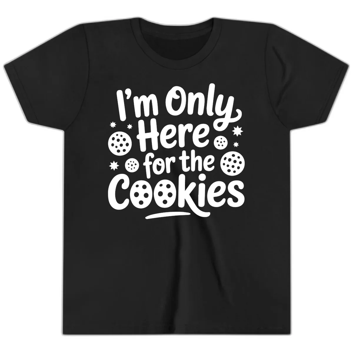 I'm Only Here For The Cookies Youth T-Shirt in Black
