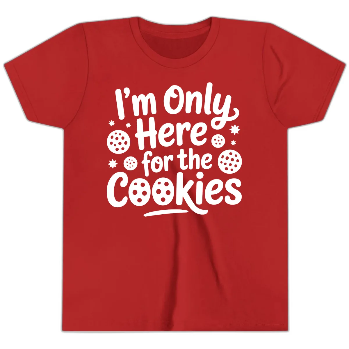 I'm Only Here For The Cookies Youth T-Shirt in Red