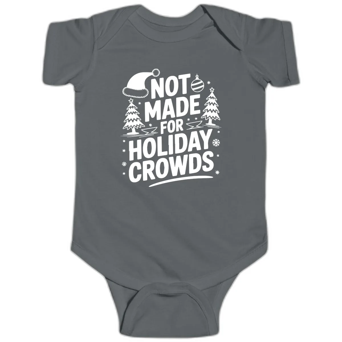Not Made For Holiday Crowds Design Baby Onesie in Charcoal