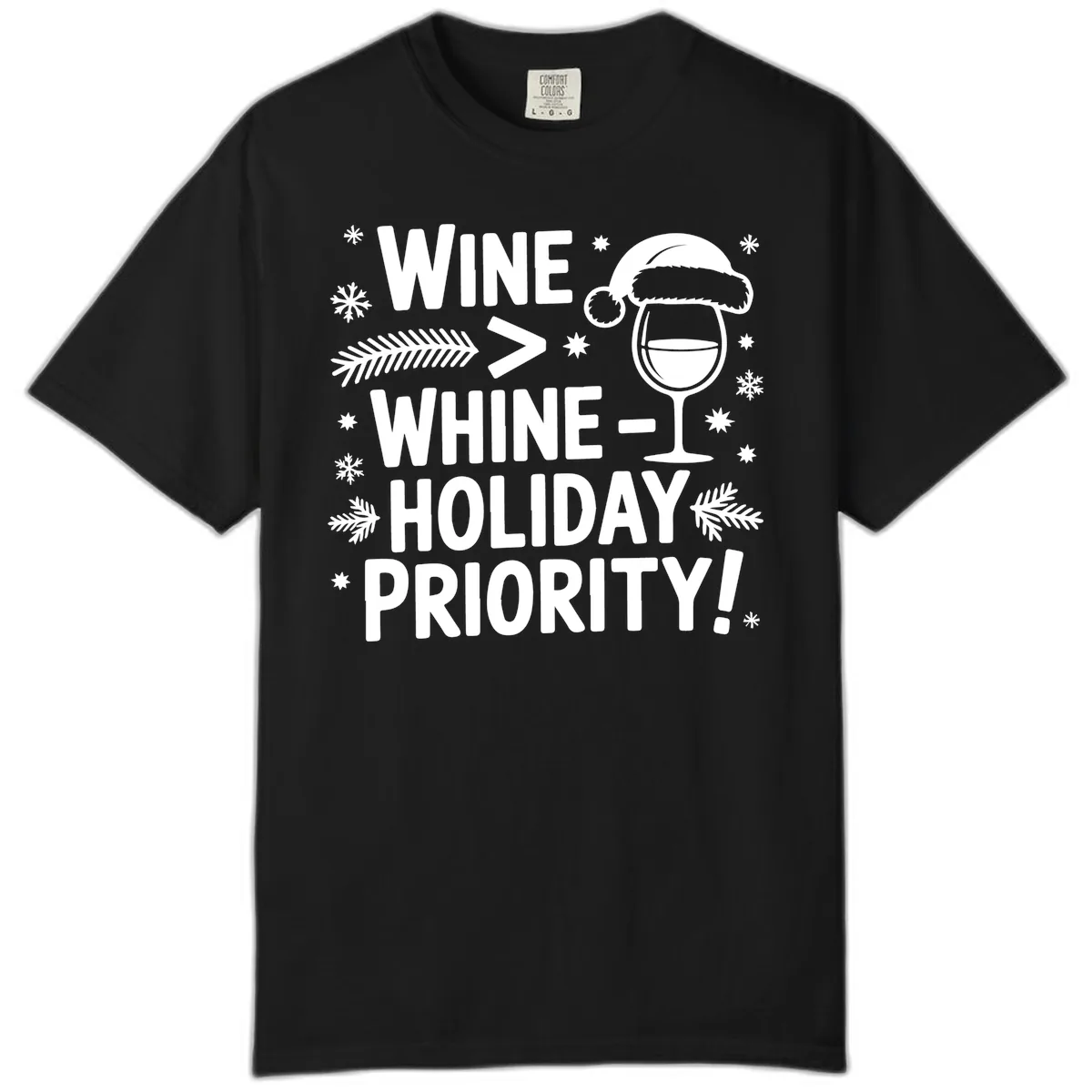 Wine Holiday Priority Graphic Comfort Color in Black