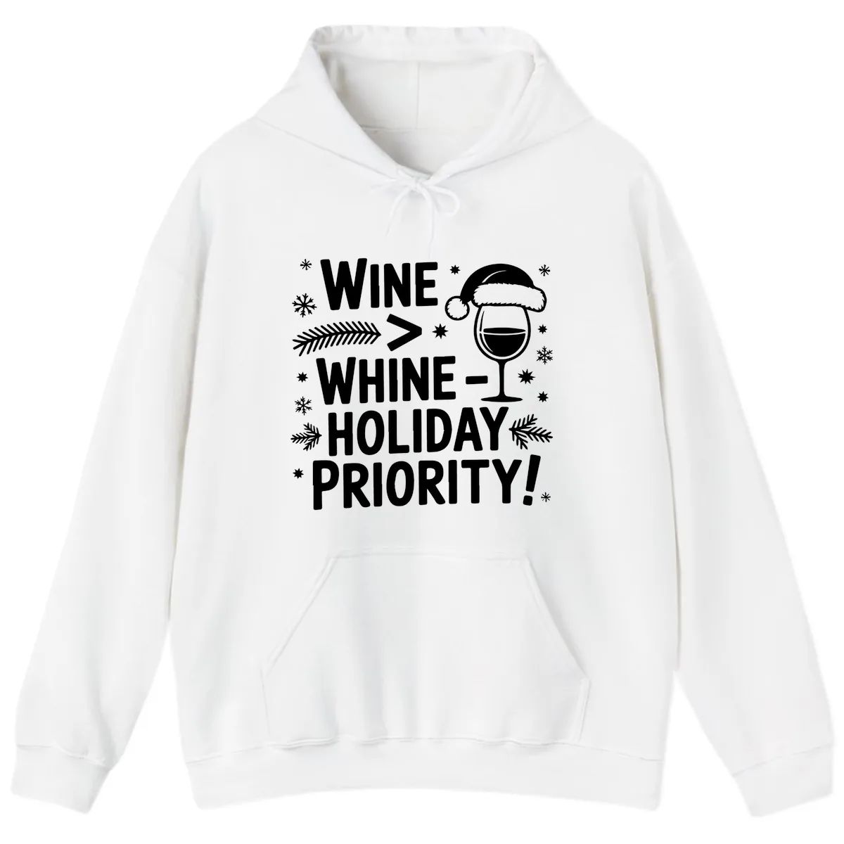 Wine Holiday Priority Graphic Hoodie in White