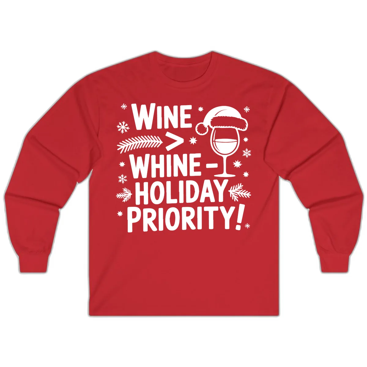 Wine Holiday Priority Graphic Long Sleeve in Red