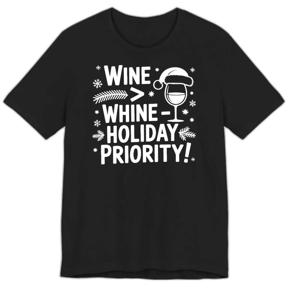 Wine Holiday Priority Graphic Premium T-Shirt in Black