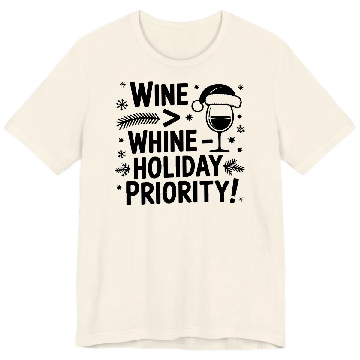 Wine Holiday Priority Graphic Premium T-Shirt in Natural