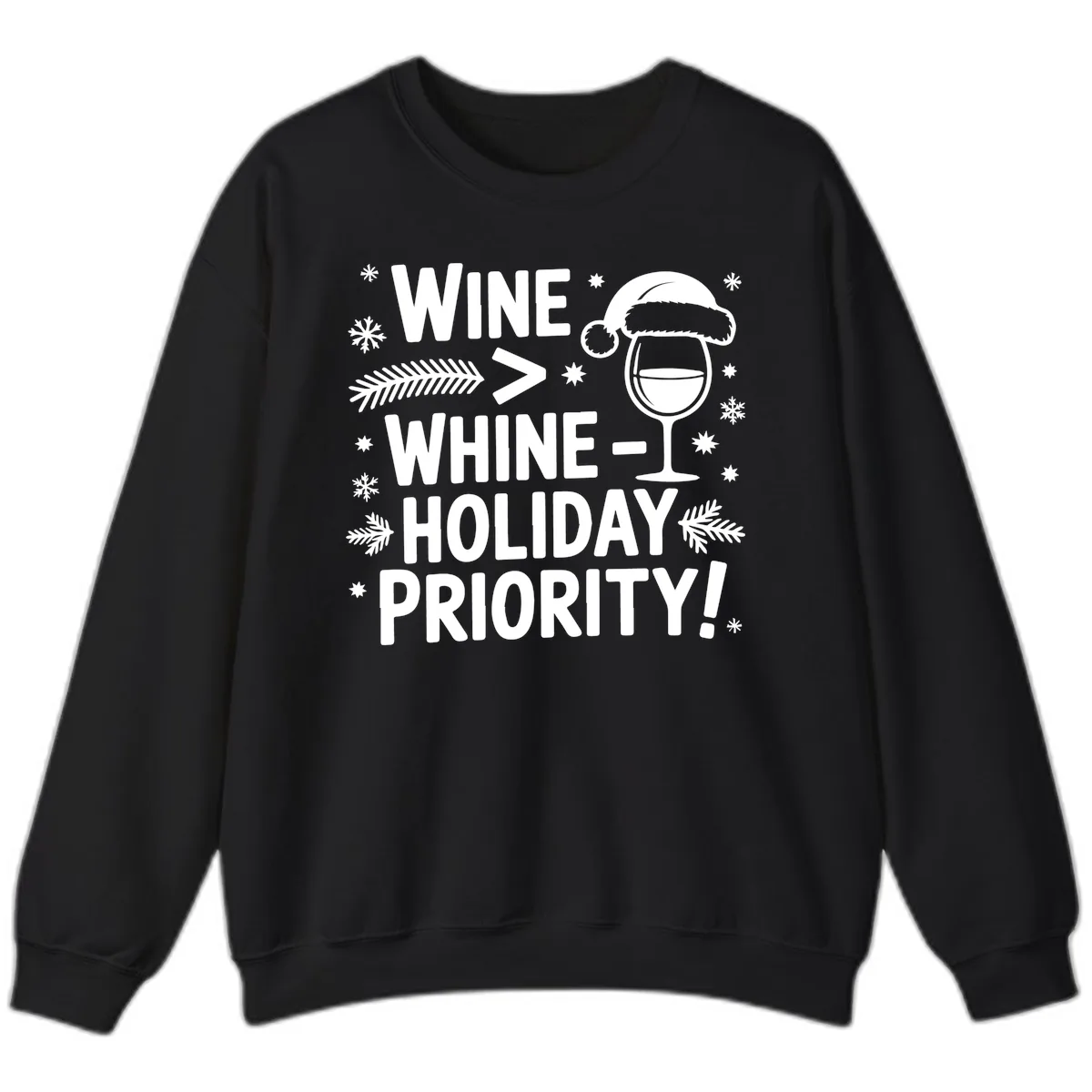 Wine Holiday Priority Graphic Sweatshirt in Black