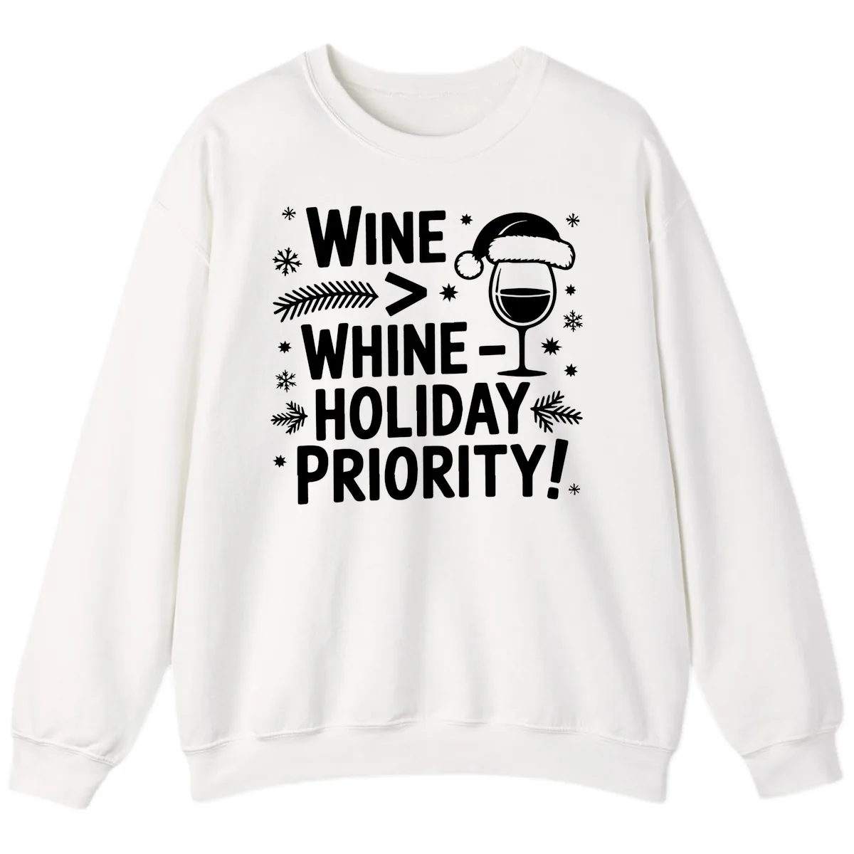 Wine Holiday Priority Graphic Sweatshirt in White