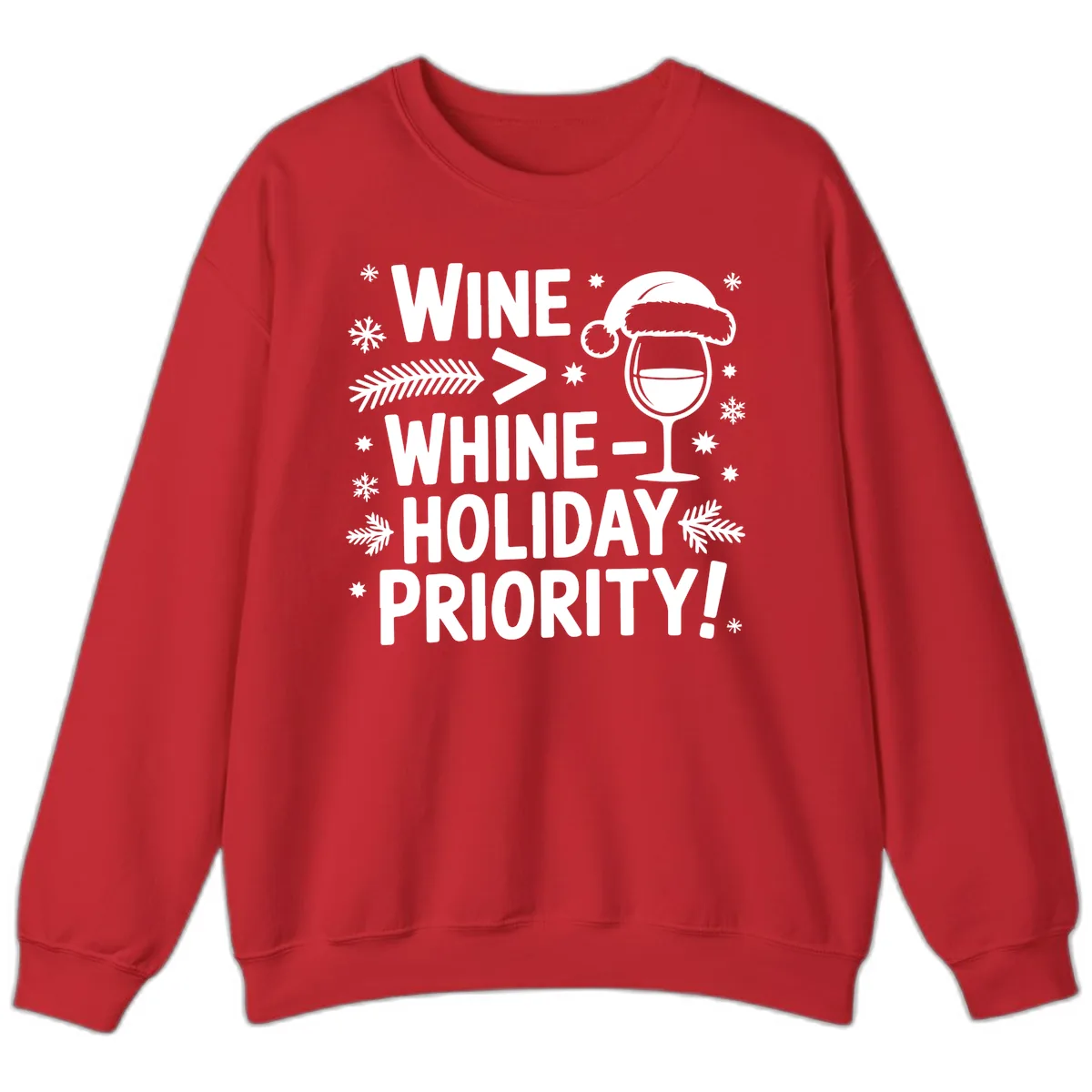 Wine Holiday Priority Graphic Sweatshirt in Red